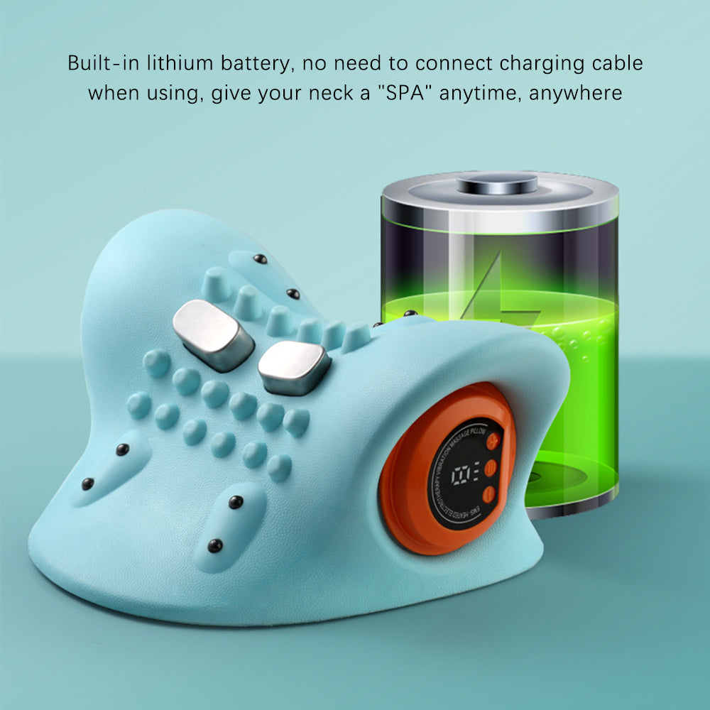 Premium Electric EMS Neck Massager with Heated Neck Stretcher, Vibration and Infrared Airbag Cervical Spine Support for 