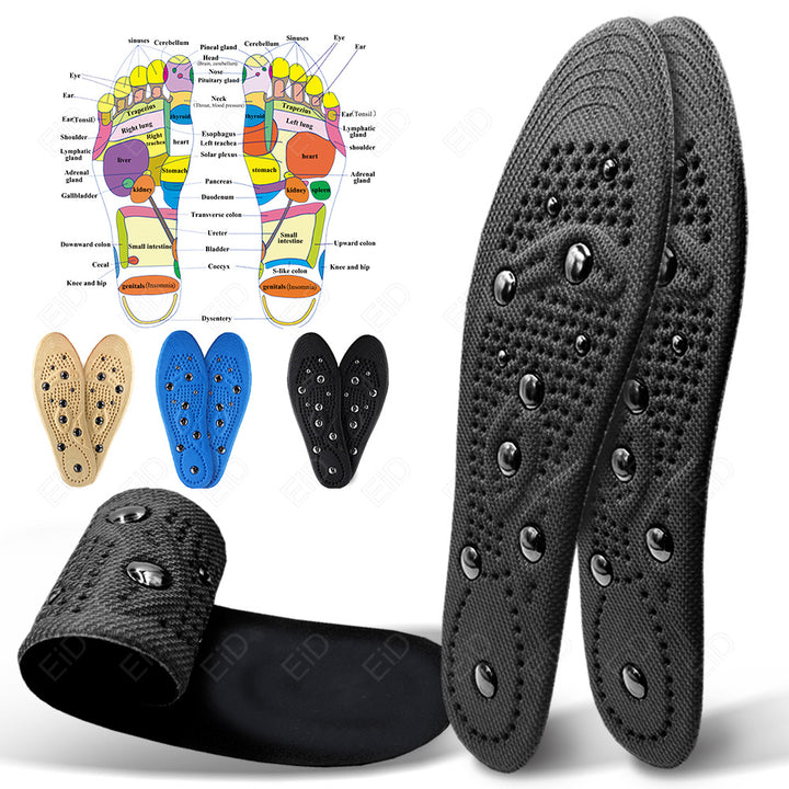 Premium Magnetic Therapy Insoles for Foot Acupressure - Soft Sports Cushion Inserts, Sweat-Absorbing & Deodorant, Unisex 