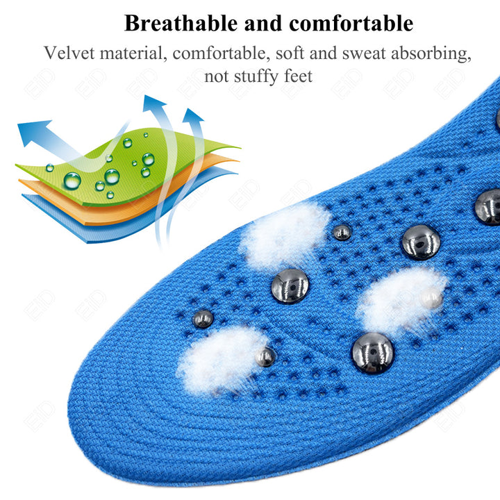 Premium Magnetic Therapy Insoles for Foot Acupressure - Soft Sports Cushion Inserts, Sweat-Absorbing & Deodorant, Unisex 