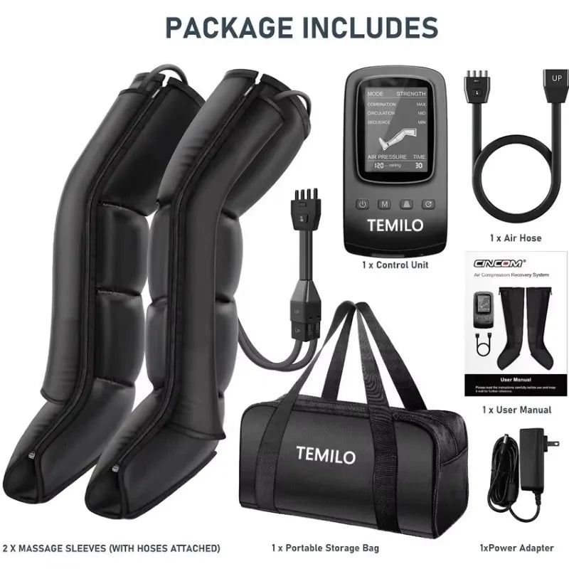 Luxury Air Compression Leg Recovery System Foot Massager for Enhanced Circulation, Muscle Relaxation, Adjustable Intensity, 