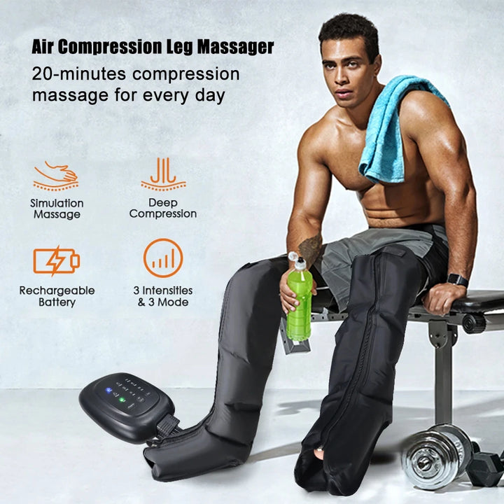 Luxury Air Compression Leg Recovery System Foot Massager for Enhanced Circulation, Muscle Relaxation, Adjustable Intensity, 