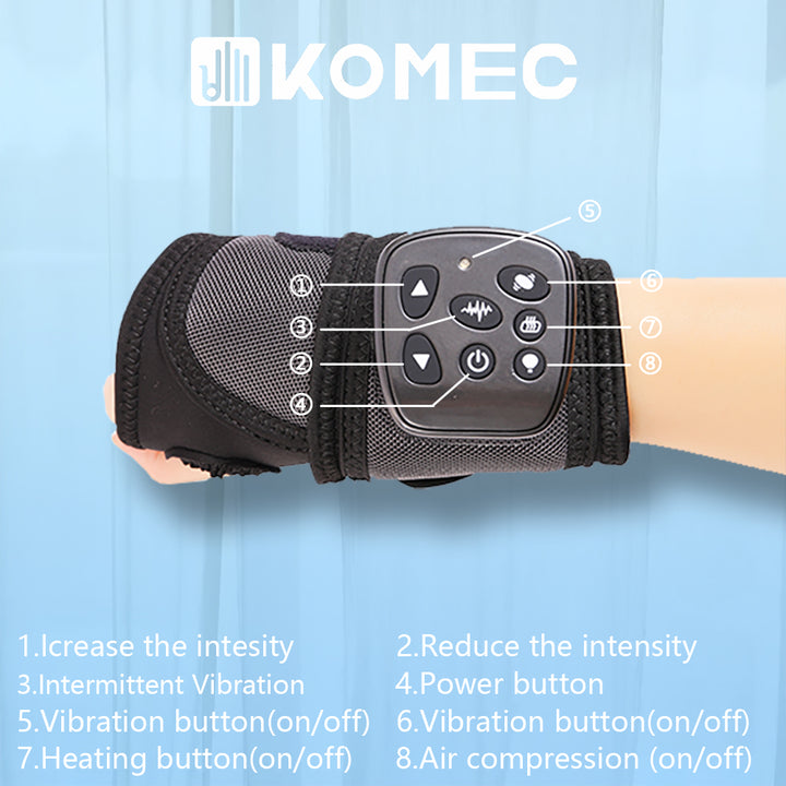 Premium Electric Hand Massager for Pain Relief | 3-in-1 Air Compression, Heat, Vibration | Cordless Massage Machine for