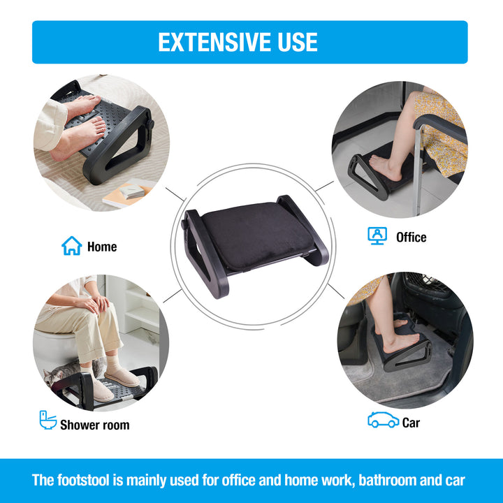 Premium Ergonomic Under Desk Footrest with Massage Surface, 6-Height Adjustable Foot Stool, Non-Slip Design for Office &  