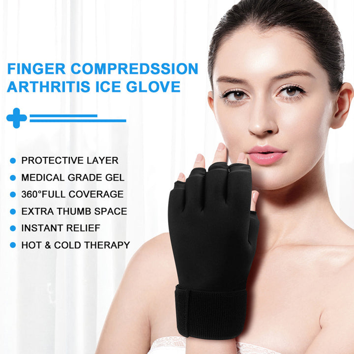 Premium Hot & Cold Compress Glove with Adjustable Wrist Strap - Reusable Gel Ice Pack for Tendinitis Relief, Hand Massage, 