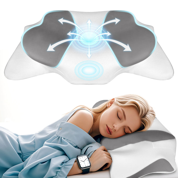 High-Quality Ergonomic Memory Foam Cervical Pillow - Neck & Shoulder Support, Adjustable for Side, Back & Stomach Sleepers,