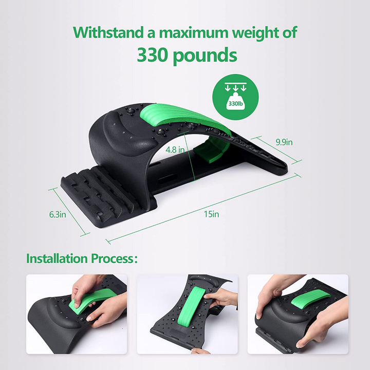High-Quality 4-Level Neck & Back Stretcher with Magnetotherapy - Adjustable Cervical Spine Support for Pain Relief, Lumbar and Upper Back Massage Tool for Home & Office - StrengthXPhysiotherapy