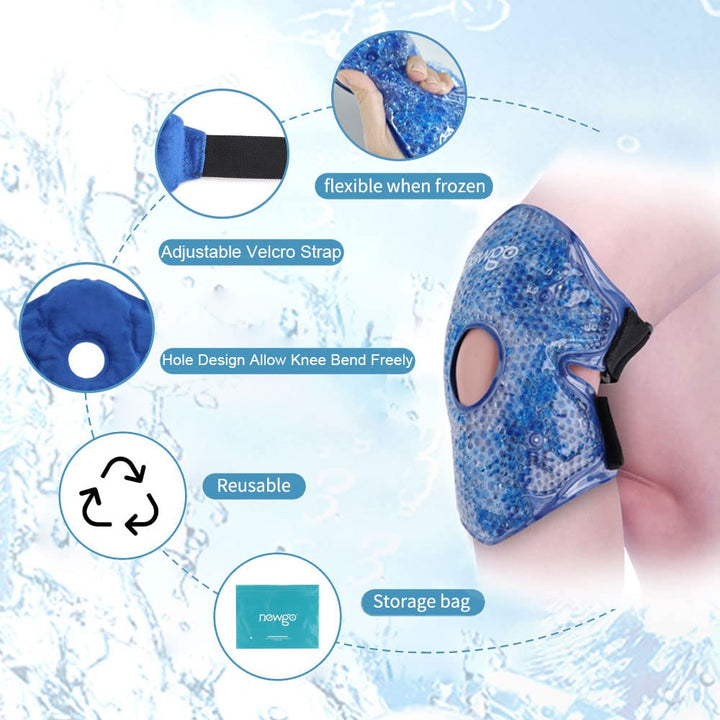 Premium Reusable Knee Ice Pack Wrap for Pain Relief, Sports Injuries, Flexible Hot Cold Therapy, Post-Surgery Recovery, 