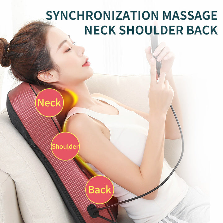 Premium Shiatsu Neck and Back Massager Pillow – Electric Cushion with Infrared Heat, Deep Tissue Kneading, 3 Adjustable Gears