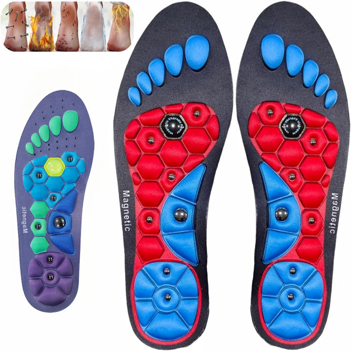 Premium Acupressure Foot Insoles for Men & Women - Orthopedic Gel Magnetic Shoe Inserts for Fatigue Relief, Odor Control  