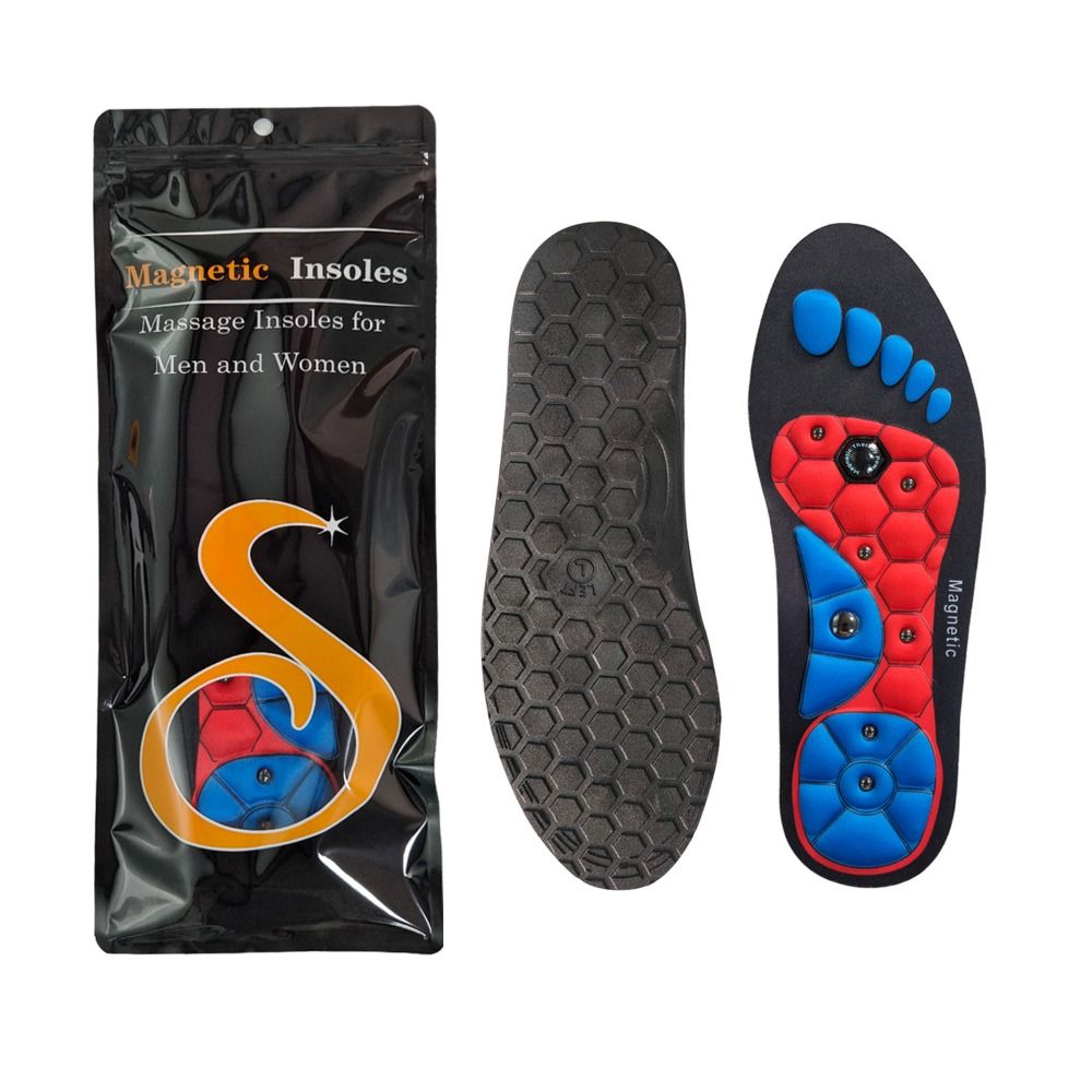 Premium Acupressure Foot Insoles for Men & Women - Orthopedic Gel Magnetic Shoe Inserts for Fatigue Relief, Odor Control  