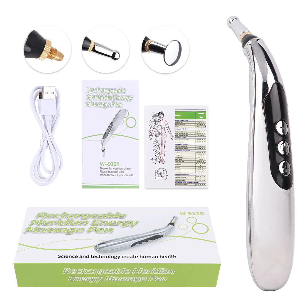 Premium USB Rechargeable Acupuncture Pen with TENS Meridian Energy, Full Body Muscle Stimulator & Intelligent Acupoint 