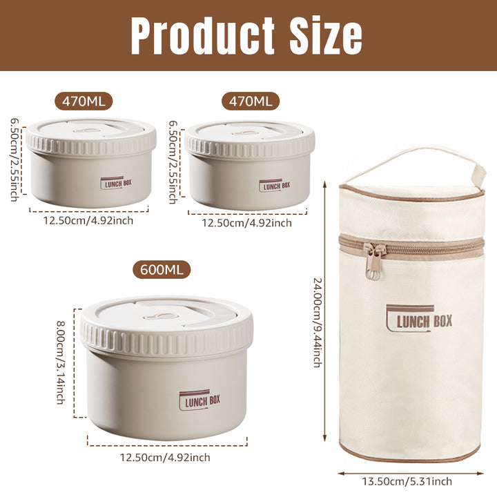 Premium Insulated Lunch Box Set – Portable Stackable Bento Box, Stainless Steel, Thermal Insulation, Keeps Food Warm or Cold,