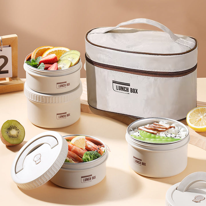 Premium Insulated Lunch Box Set – Portable Stackable Bento Box, Stainless Steel, Thermal Insulation, Keeps Food Warm or Cold,