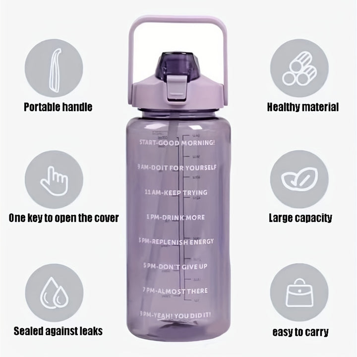 Premium 2L Water Bottle with Straw – Large Capacity Portable Sports Travel Bottle, High-Value Fitness Cup, Big Fat Design for