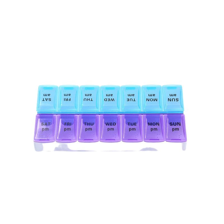 Premium Weekly Travel Pill Organizer – 7-Day 14-Grid Medicine Storage Box for Tablets, Vitamins, Fish Oils, and Supplements