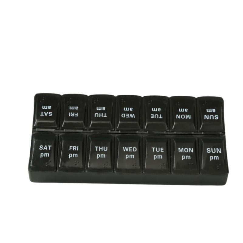 Premium Weekly Travel Pill Organizer – 7-Day 14-Grid Medicine Storage Box for Tablets, Vitamins, Fish Oils, and Supplements