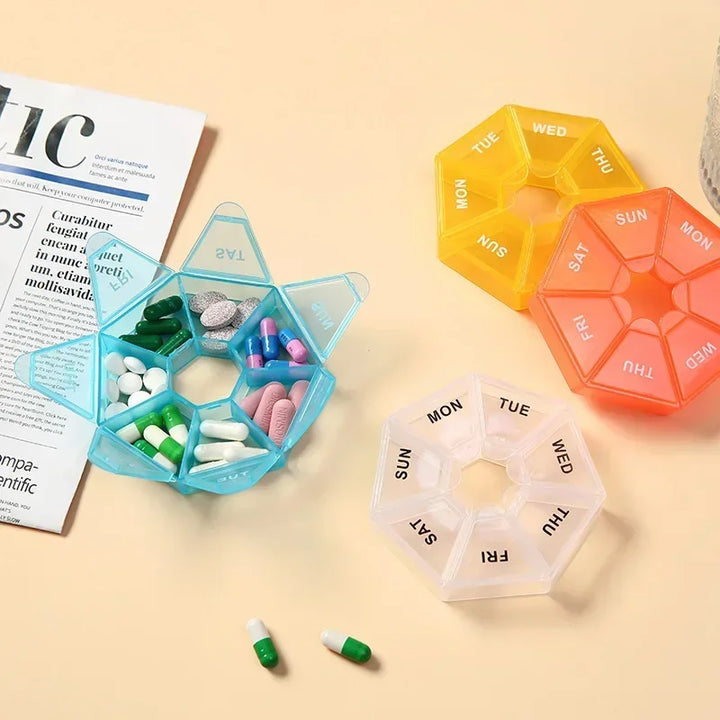 Premium Mini Portable Pill Organizer – Weekly Travel Tablet Holder, Compact 7-Day Storage Box for Pills, Vitamins, and  