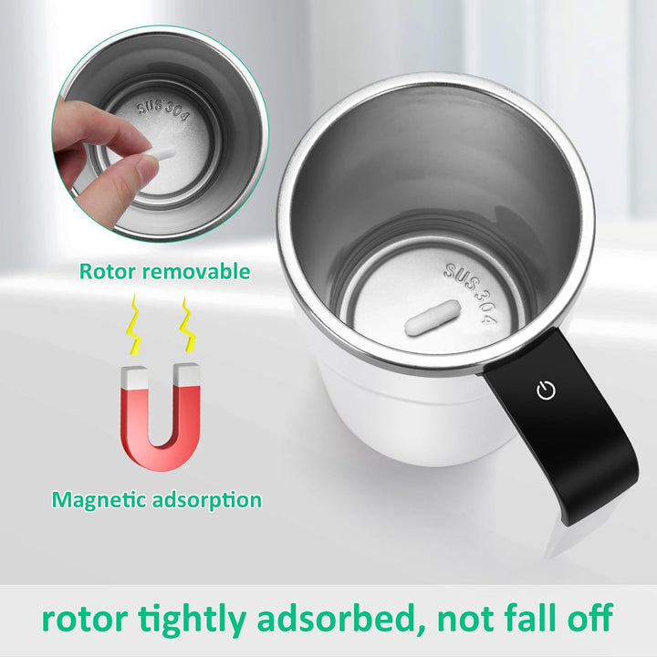 Premium Self Stirring Magnetic Mug – USB Rechargeable Smart Coffee & Tea Cup with LCD Temperature Display – Automatic 