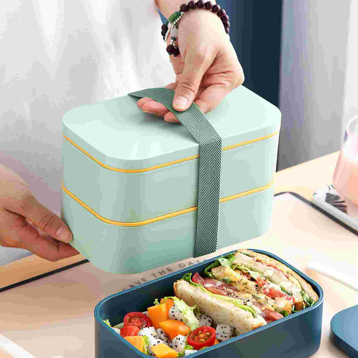 Premium Eco-Friendly Double-Layer Bento Lunch Box – Microwave Safe, 1L Capacity, Health Food Container for Meal Prep, BPA, 