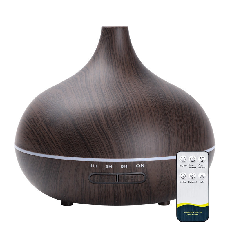 Premium 550ml Wood Grain USB Aroma Diffuser, Essential Oil Humidifier with 7 LED Colors & Remote Control