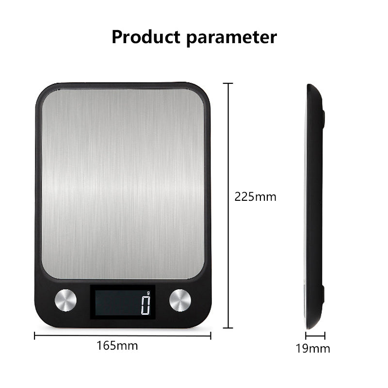 Premium Kitchen Scale 15Kg/1g – Stainless Steel Digital Food and Coffee Weighing Scale, LED Display, Battery-Powered, Multi-