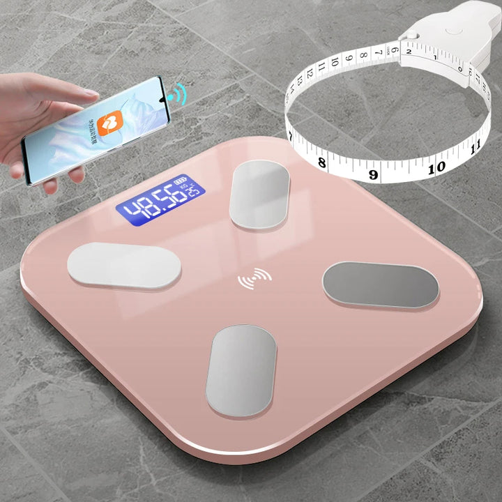 Premium Smart Digital Body Weight Scale – Wireless Fat Analyzer with Smartphone App, Tempered Glass Design, Available in, 