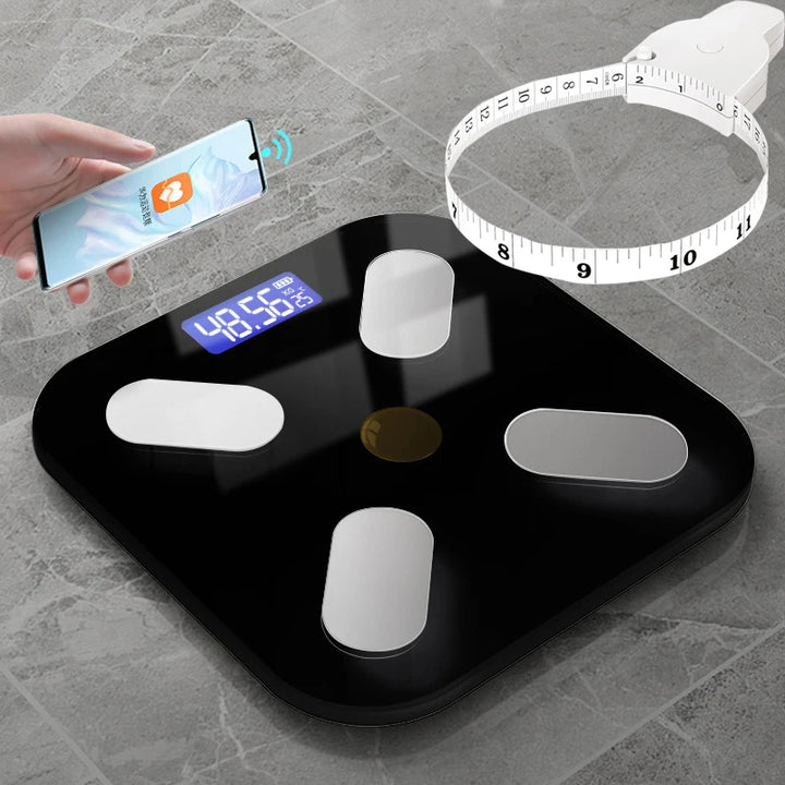 Premium Smart Digital Body Weight Scale – Wireless Fat Analyzer with Smartphone App, Tempered Glass Design, Available in, 