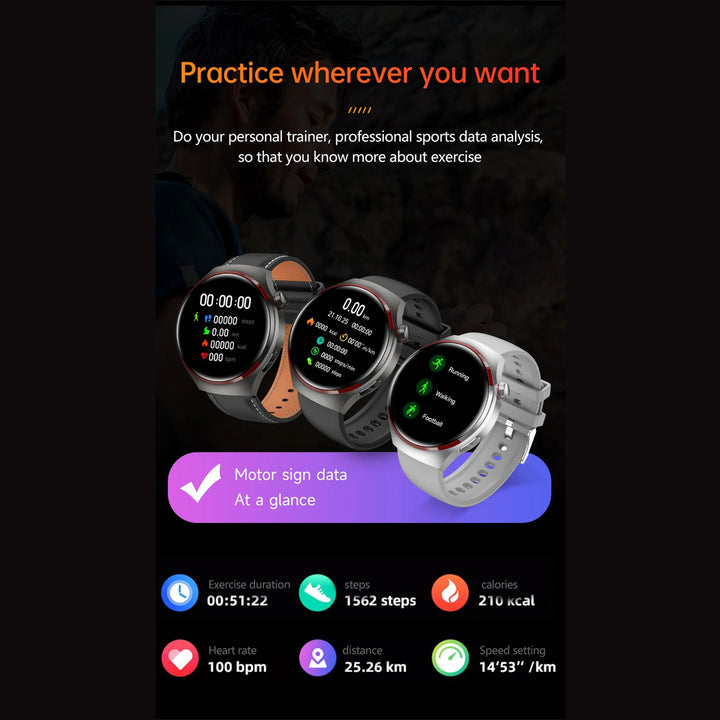 Premium Smartwatch for Men – 1.53'' AMOLED HD Screen, GPS, NFC, Bluetooth Calling, IP68 Waterproof, Heart Rate & Blood Pressure Monitoring, AI Voice Assistant, Sports & Fitness Tracker, 2024 - StrengthXPhysiotherapy