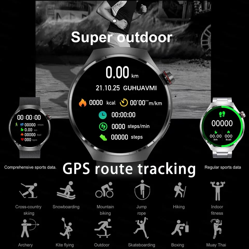 Premium GPS Smart Watch for Men & Women | 360° AMOLED Display, NFC, Bluetooth Call, IP68 Waterproof, Heart Rate Monitor, Fitness Tracker, Sleep Monitoring, Multi-Sport Modes - StrengthXPhysiotherapy