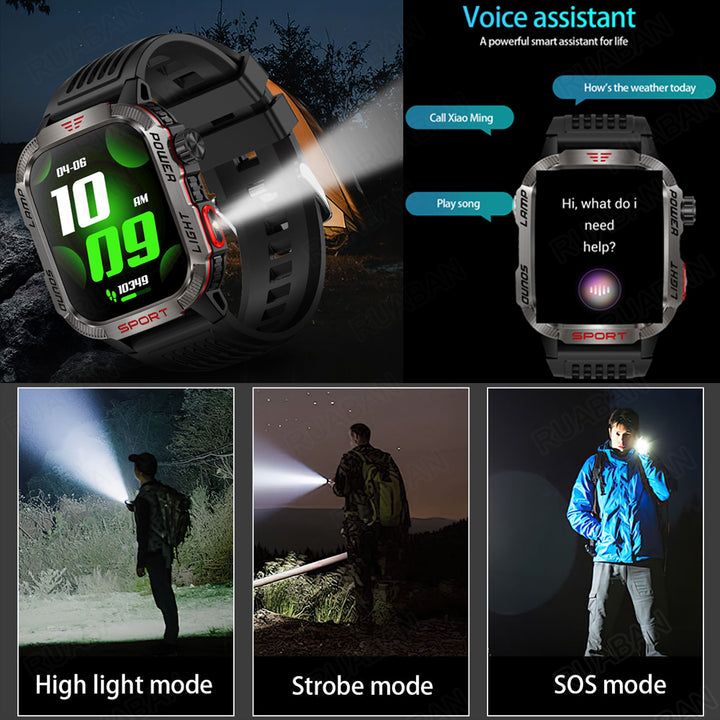 Premium GPS Smartwatch for Men – 2.01" HD Display, Waterproof, Bluetooth Calling, Compass, Flashlight, Fitness Tracker, 600m 