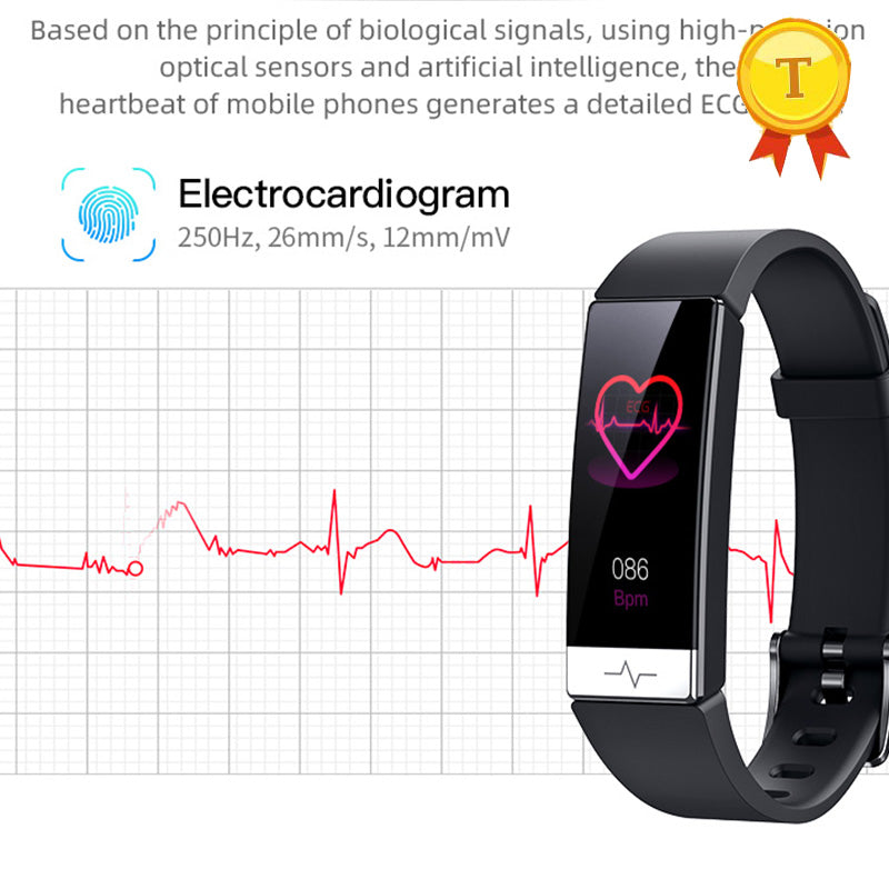 Premium Smart Fitness Tracker – ECG, HRV Analysis, Heart Rate Monitor, IP68 Waterproof Smartwatch for Android & iOS, 