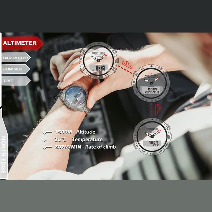 Premium Military Dive Watch for Men – 200M Waterproof, Altimeter, Compass, Barometer, Digital Clock, Thermometer, Pedometer, Stopwatch, Countdown Timer, EL Backlight - StrengthXPhysiotherapy