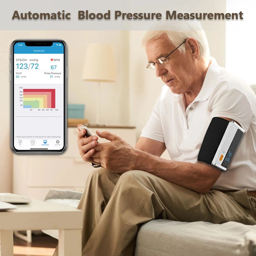 Premium Wireless Bluetooth Blood Pressure Monitor – ECG Function, Automatic Digital BP Machine with Heart Rate & Pulse 
