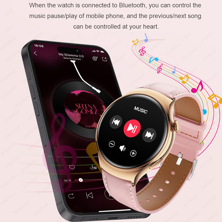 Premium Smartwatch for Women - AMOLED Display, Bluetooth Calling, NFC, GPS, IP68 Waterproof, Multiple Sports Modes, Heart 