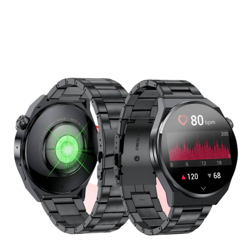 Premium Smartwatch for Men – ECG + PPG, Bluetooth Call, AMOLED Full Touch, NFC, Sports Mode, Waterproof, Heart Rate, Blood 