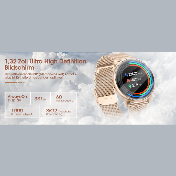 Premium Smartwatch for Women – Wireless Call/Dial, 19 Sports Modes, Sleep Monitoring, Music Player, Pedometer, Female Functions, Perfect Birthday Gift - StrengthXPhysiotherapy