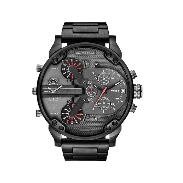 Premium Men's Sport Watch, Luxury Stainless Steel Analog Quartz, Fashionable Casual & Business Design, Large Dial, Calendar 