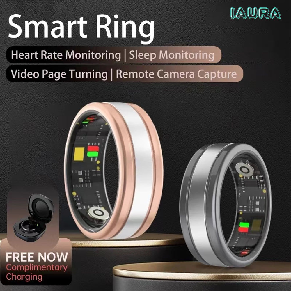 Premium Smart Ring with Charging Case – 5ATM Waterproof, 39-Day Battery Life, Real-Time Health Monitor, Multi-Sport Mode,