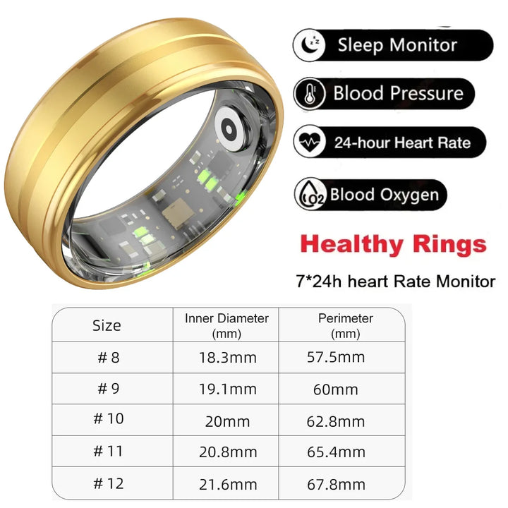 Premium Fitness Tracker Smart Ring for Men & Women - Health Monitoring, Heart R ate, Blood Oxygen & Body Temperature 
