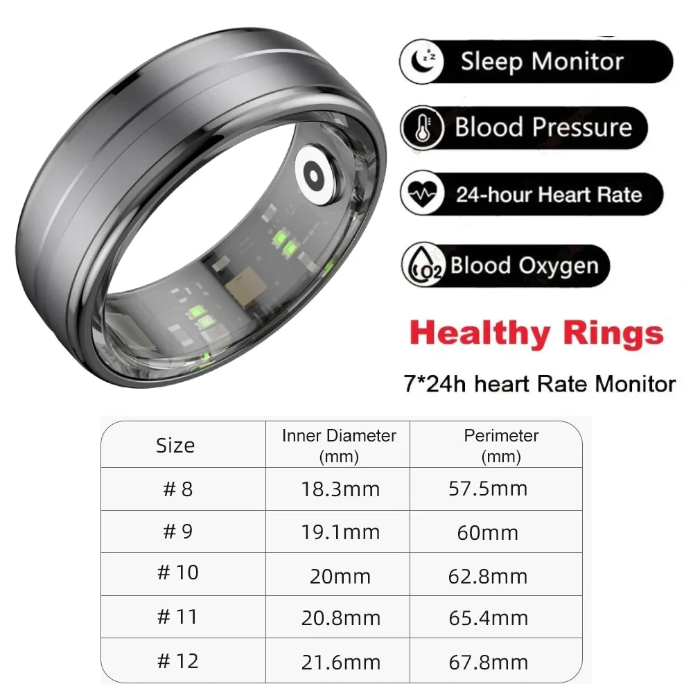 Premium Fitness Tracker Smart Ring for Men & Women - Health Monitoring, Heart R ate, Blood Oxygen & Body Temperature 