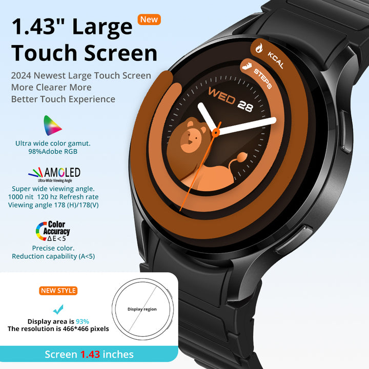Premium AMOLED Smartwatch with AI, Bluetooth Calling, 100+ Sports Modes, IP68 Waterproof, Prayer Alerts, Health & Fitness 