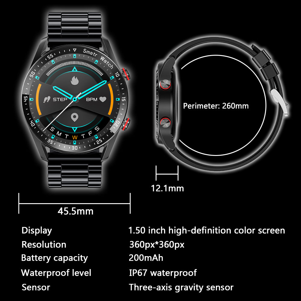 Premium Smartwatch for Men – Full Circle Touch Screen, Bluetooth Call, Waterproof, Heart Rate & Blood Pressure Monitoring,