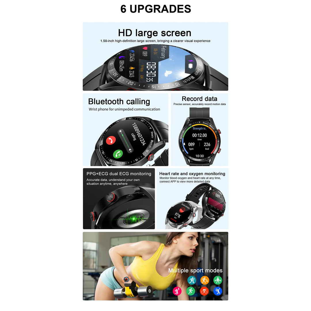 Premium Smartwatch for Men – Full Circle Touch Screen, Bluetooth Call, Waterproof, Heart Rate & Blood Pressure Monitoring, Sports Activity Tracker - StrengthXPhysiotherapy
