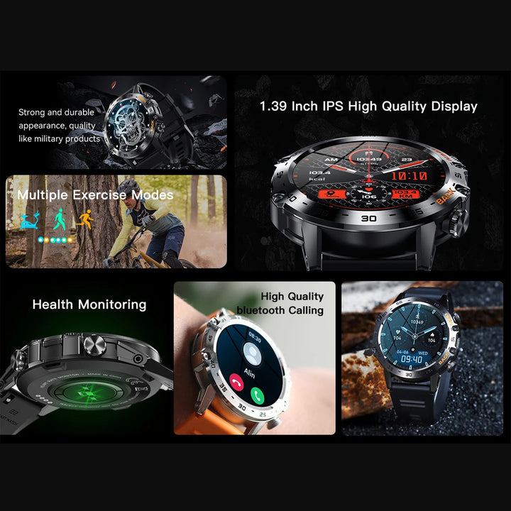 Premium Bluetooth Call Smartwatch for Men - IP67 Waterproof, 1.39-inch Display, Fitness Tracker, Sports Modes, Compatible with Android & iOS - StrengthXPhysiotherapy