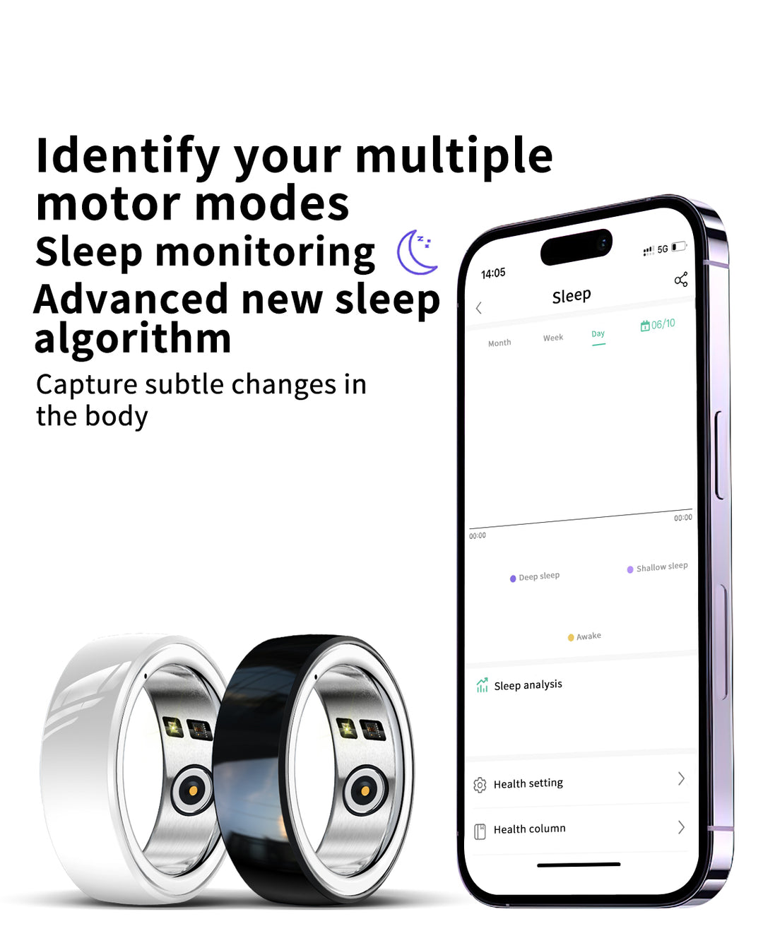 Premium Smart Fitness Ring with Charging Case - Heart Rate, Sleep & Health Monitoring, Blood Oxygen Detection, IPX8 