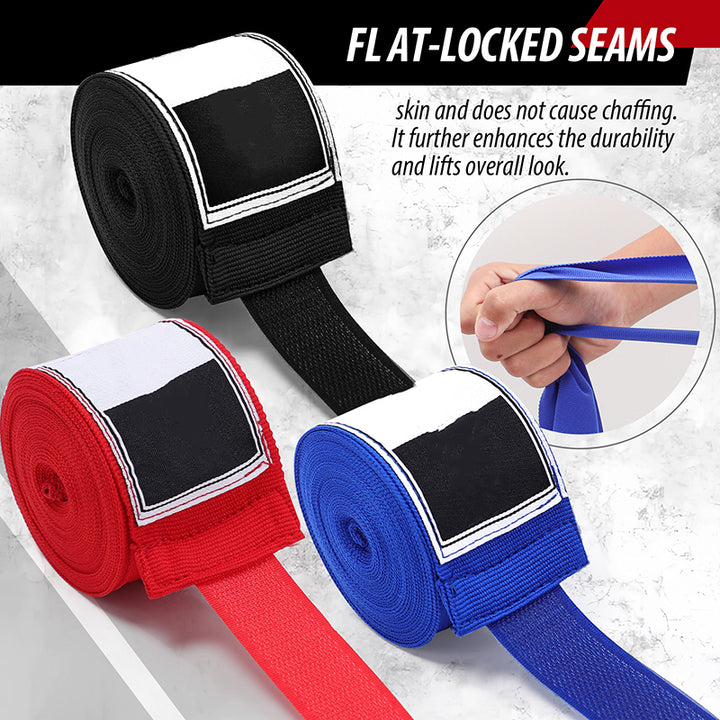 Premium Boxing Hand Wraps Inner Gloves – 180 Inch Elasticated Bandages with Thumb Loop, Wrist Protection for MMA, Muay Thai, Kickboxing, and Combat Sports - StrengthXPhysiotherapy