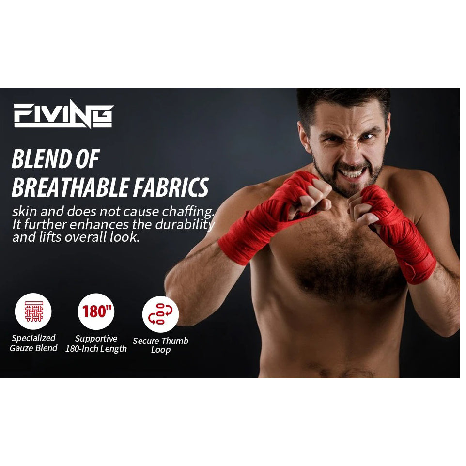 Premium Boxing Hand Wraps Inner Gloves – 180 Inch Elasticated Bandages with Thumb Loop, Wrist Protection for MMA, Muay Thai, Kickboxing, and Combat Sports - StrengthXPhysiotherapy