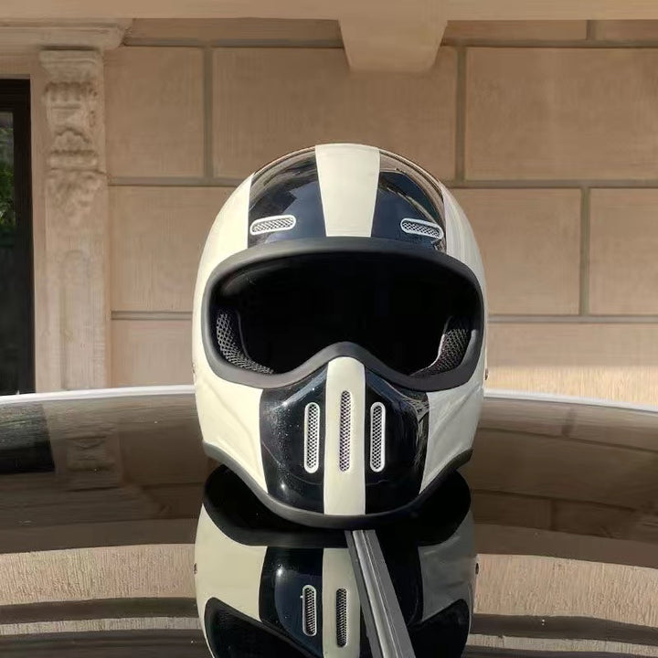 Premium Full Face Motorcycle Helmet – Retro Tokyo Style, Fiberglass, Clear Visor, Japan TT Design, Casco Moto for Men & Women