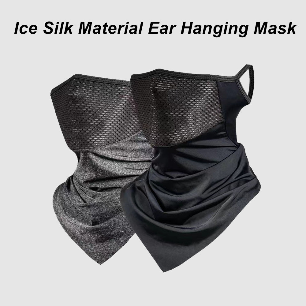 Premium Breathable Ear Hanging Mask – Ice Silk Cycling Face Cover, Triangle Headscarf, Nylon Cool Material for Outdoor 