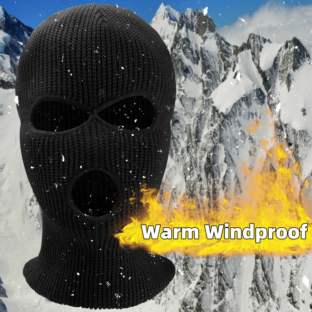 Premium Windproof Full Face Ski Mask – Men’s Wool Balaclava with 3 Holes, Warm Knit Winter Hat, Custom Embroidery, 16 Color
